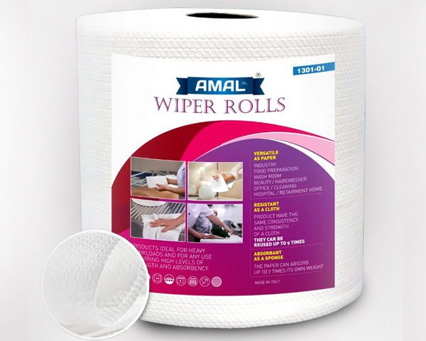 Wiper Paper Rolls Amal Plus 320 Sheet,Made in Italy
