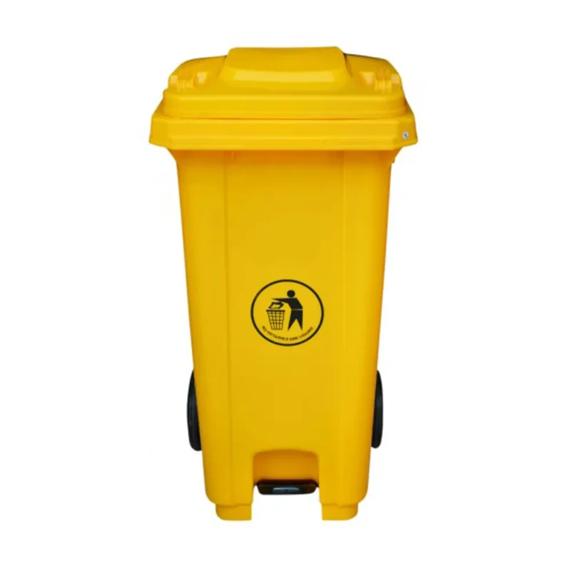 240l Garbage Bin Single Door with Pedal and Wheel Yellow
