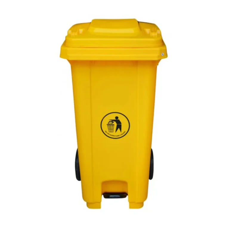 Garbage Bin Single Door with Pedal & Wheel Yellow - Bright Eazy