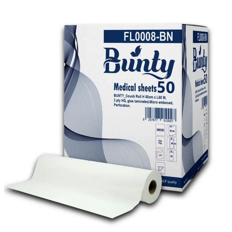 Medical Couch Roll glue laminated,Micro embosed, Perforation width 34 cm BUNTY - Bright Eazy