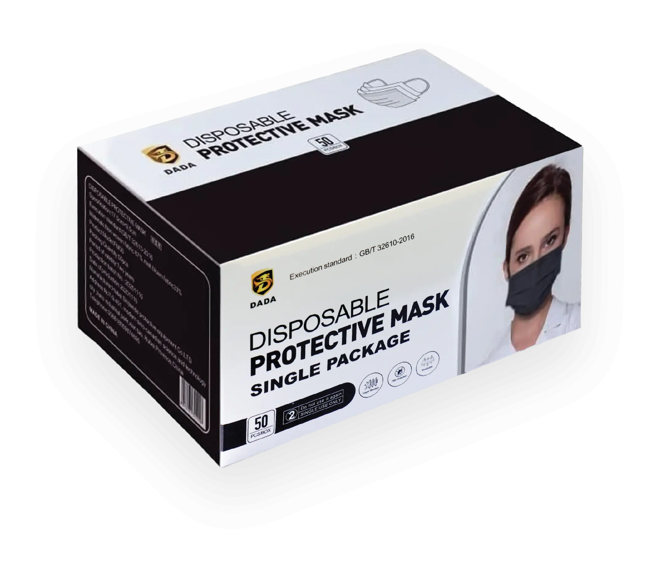 Dada Face Mask Black & White Single - Bright Eazy Dada Face Mask Black & White Single - Bright Eazy