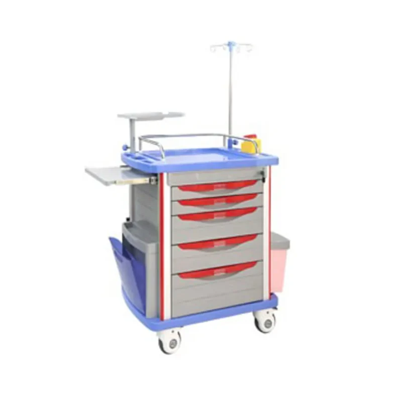 Lite Emergency Crash Cart with Accessories, IV Pole, Cardiac Board, O2 Holder, Power Strip with disposable lock -1pcs - Bright Eazy